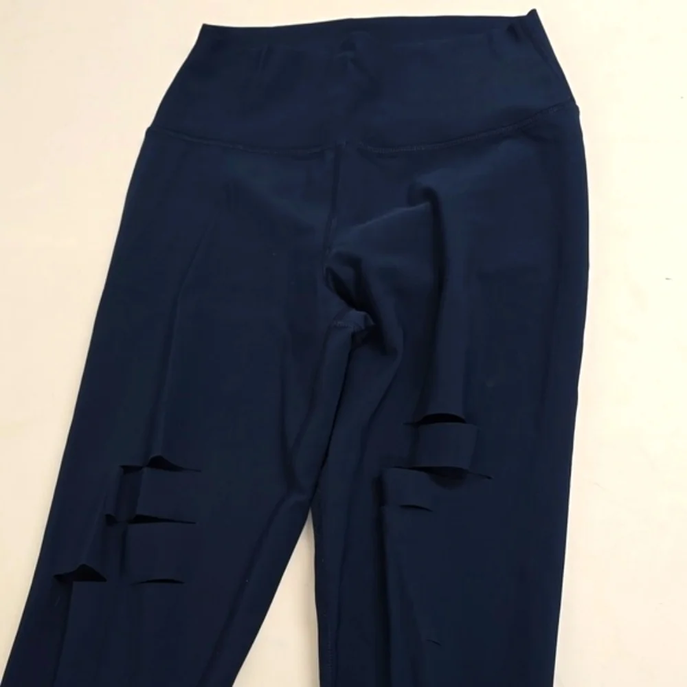Alo Legging High Waisted Ripped Warrior Rich Navy Tight